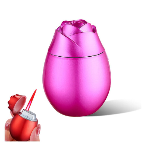 Windproof Butane Torch Lighter Pink Refillable Jet Flame with Adjustable Flame Control for Camping