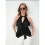 Women'S Halter Neck Ruffled Camisole Black S 4