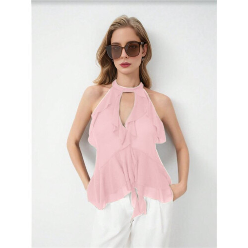 Women'S Halter Neck Ruffled Camisole  M 2
