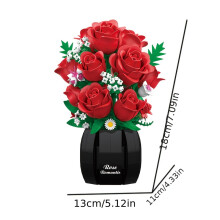 (21502-Rose Flower) Building Block Rose Bouquet, Perfect Gift for Girlfriend Lover Family, Desktop Ornament for Home, Ideal Present for New Year