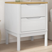 White Bedside Table Solid Pine Wood Small Nightstand with Drawer for Bedroom Storage
