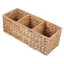 Large Woven Storage Basket with Divided Compartments, Decorative Organizer for Bathroom and Living Room