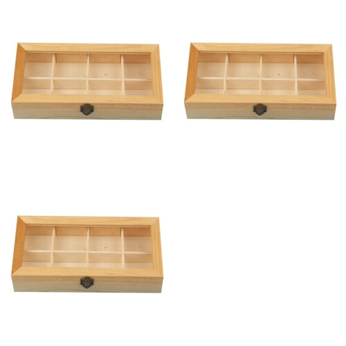 3X 8compartment Display Cabinet Wooden Tea Coffee Rack Storage Box Storage Box