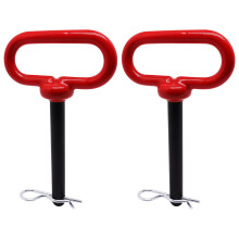 1/2 Inch Trailer Hitch Pin and Clip 2 Pack, Heavy Duty Steel Towing Hitch Pins with Red Handle Grip