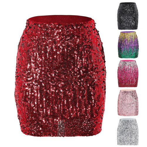 Women Gradient Sequins Sparkly Stretch Bodycon Hip Wrap-Black S 2