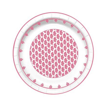 Pink Disposable Paper Plates 7 Inch 100 Count Microwave Safe Biodegradable Leak and Cut Resistant Party Plates