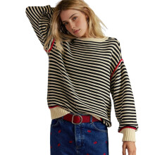 Women Striped Oversized Sweatshirt Crewneck Long Sleeve Shirts Hoodies 2025 Summer Fashion Pullover Top Apricot XL