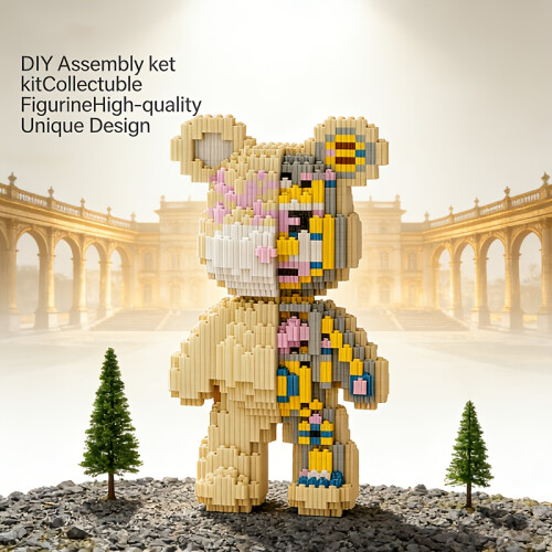 1855pcs Semi-Exposed Bear Pixel Blocks with Internal Structure | A Stress-Relieving Building Item That Transforms 2