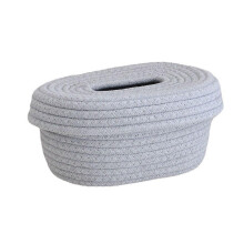 Tissue Box Cover Cotton Rope Woven Holder Grey Decorative Organizer for Modern Minimalist Home Decor