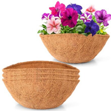 12 Inch Coco Liner for Hanging Basket, 3 Pack Round Coconut Fiber Planter Liners with Moisture Retention Design