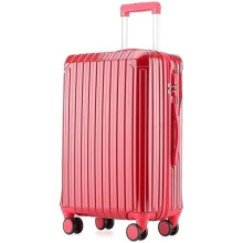 24 Inch Red Hardshell Carry On Luggage with Silent Spinner Wheels and ImpactResistant Shell