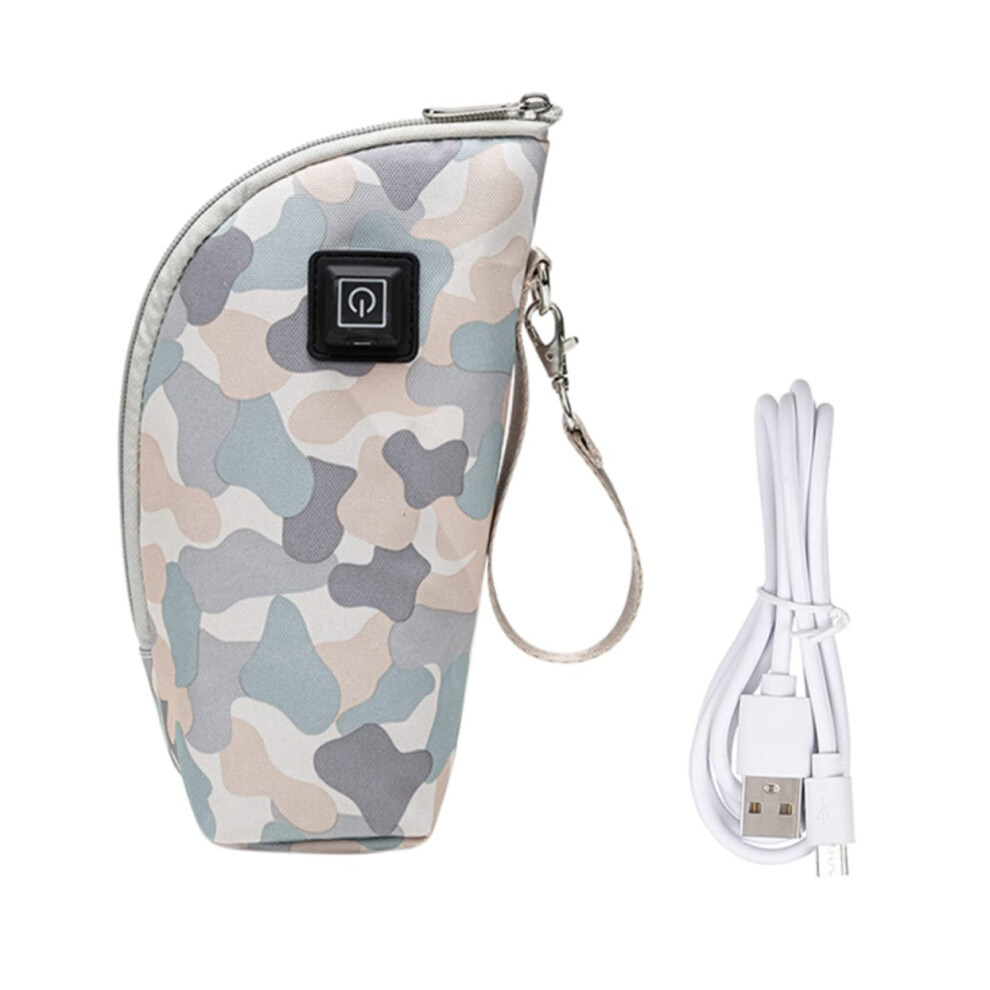 USB Bottle Warmer Sleeve with Constant Heating, PU Insulated Cover for Travel and Car Feeding