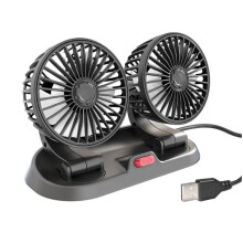 Dual Head USB Car Fan 5W Adjustable TwoSpeed Cooling Fan for Dashboard Energy Saving