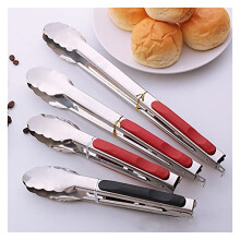 Stainless Steel Grill Tongs 28cm Red with NonStick Grip Handle for BBQ Cooking and Easy Clean