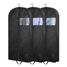 3pcs Garment Bags for Closet Storage with FullLength Zipper Window Handles 4Inch Gusset Breathable Dust Protection Black 60x153cm