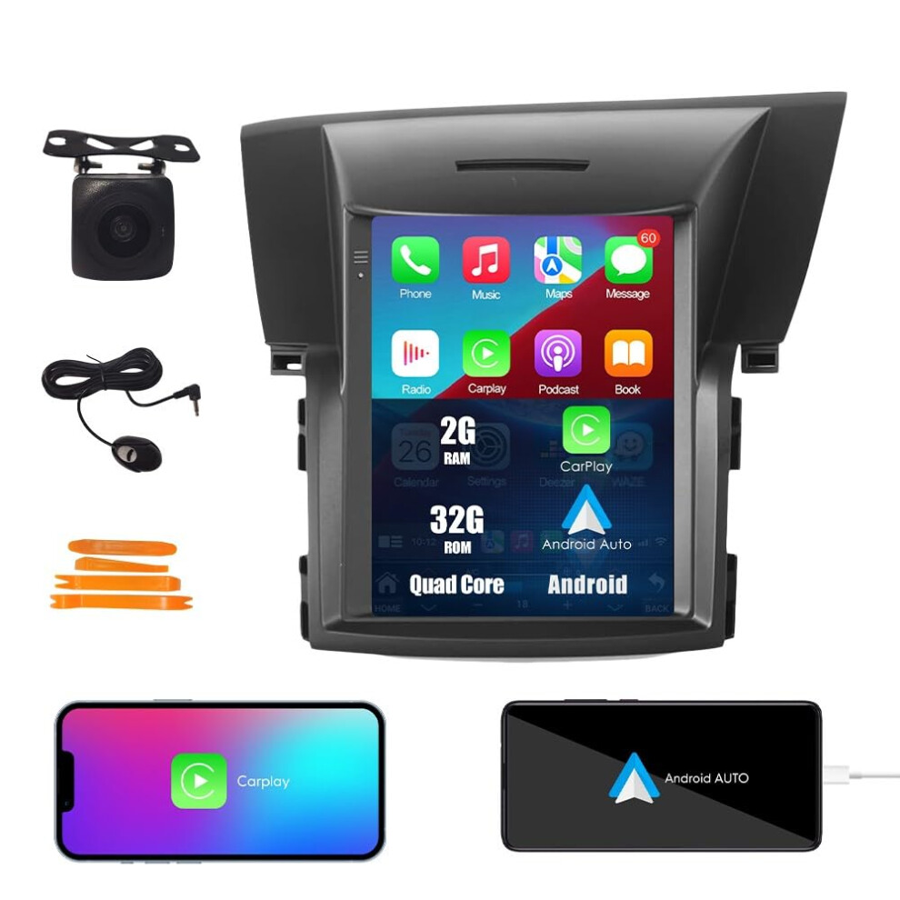 Tesla Style Android Auto Carplay Head Unit 9.7' Ips Touchscreen Gps Radio With Reverse Camera For Honda Crv 2012Â2016 9330225579335