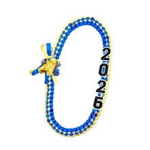 Graduation Ribbon Flower Necklace Handmade-Blue and yellow
