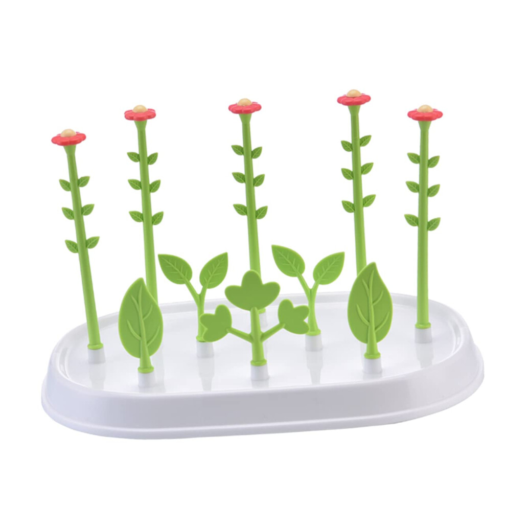 Flower Shape Baby Bottle Drying Rack with AntiSlip Stable Base, Compact PP Organizer for Countertop