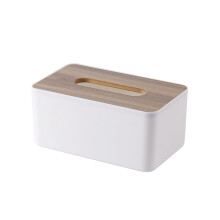 Modern White Wooden Tissue Box Cover with Durable Wood Construction and Multi‑Functional Storage