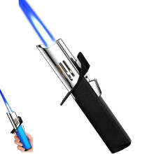 Refillable Butane Torch Lighter with Adjustable Windproof Jet Flame and Safety Lock for BBQ Camping