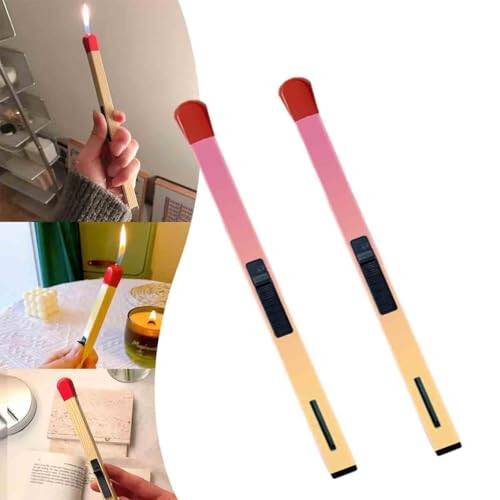 Match Shaped Refillable Candle Lighter 8Inch Adjustable Flame Long Stick Kitchen Camping Torch 2Pack