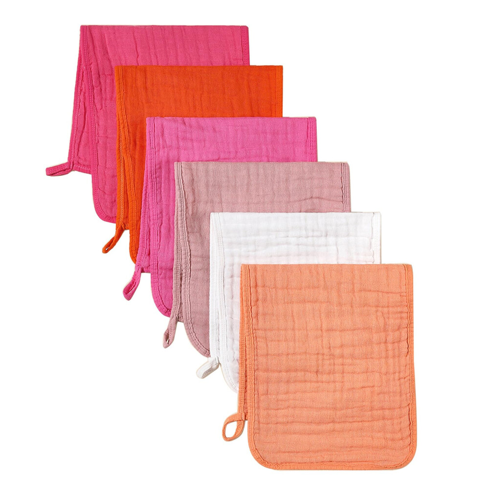 Set of 6 Cotton Muslin Baby Burp Cloths, Super Absorbent and Breathable Gauze Feeding and Nursing Towels