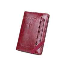 RFID Passport Holder Travel Wallet with RFID Blocking Protection, WaterResistant PU Organizer (Red)
