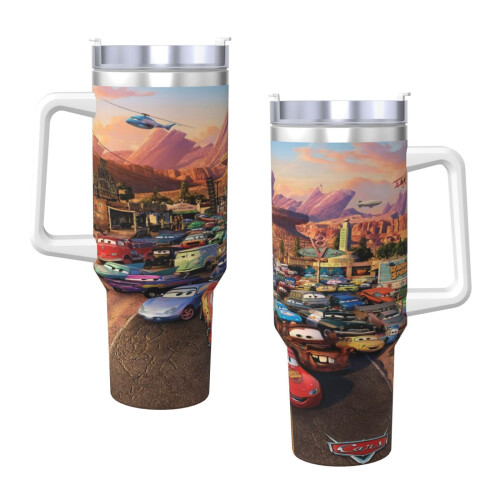 Ποτήρι Mcqueen Cars από ανοξείδωτο ατσάλι 40oz με λαβή και 2
