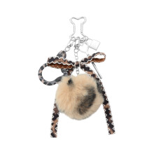 Stijlvolle unisex sleutelhanger met luipaardprint en-Koffie