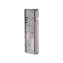 Refillable Butane Torch Lighter with Adjustable Flame Control, Windproof Metal Design, Silver 2024