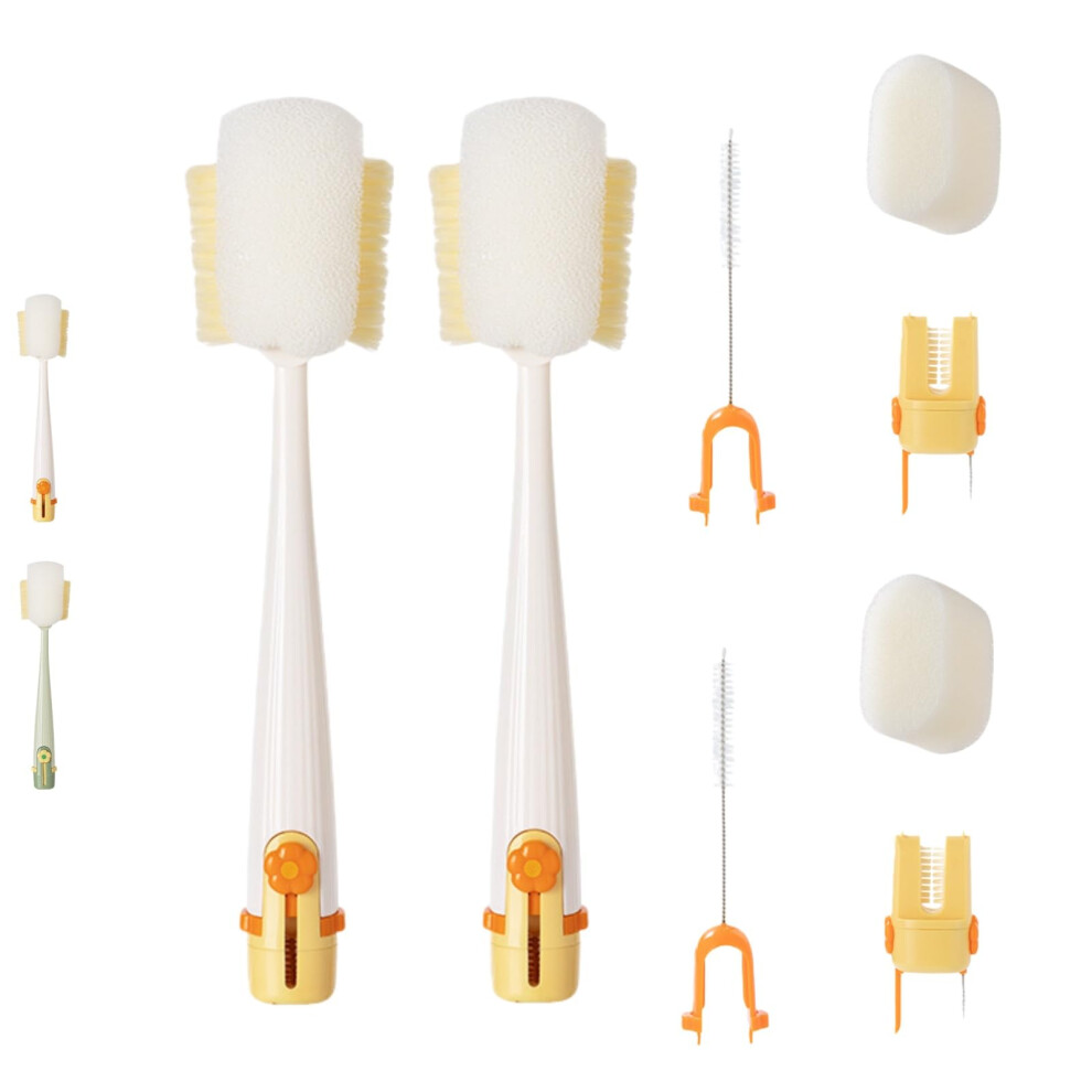 5 In 1 Bottle Cleaning Brush Set For Baby Bottles, Straws And Lids, Multifunctional Easy Cleaner (2 ) White
