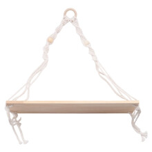 Macrame Wall Hanging Shelf - Boho Wood Wall Shelves with Wood Beads, Farmhouse Floating Shelf Rustic Hanging Plant Shelf