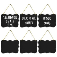 6 Pcs Mini Chalkboard Signs Double Sided Hanging Acrylic Blackboard for Cafe Wedding and Events