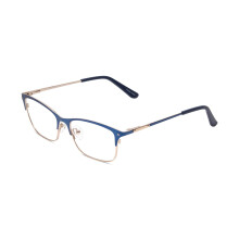 Cat Eye Reading Glasses for Women +2.50 Clear Vision Satin Metallic Blue Silver Unisex Stylish Frame