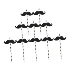 Black Paper Straws 20pcs Festive Mustache Design for Parties Weddings and Events