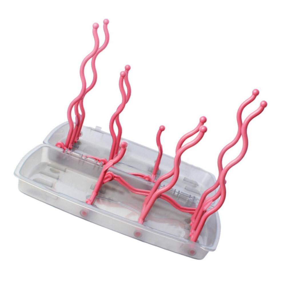Foldable Baby Bottle Drying Rack For Countertop, Spacesaving And Durable Organizer In Red
