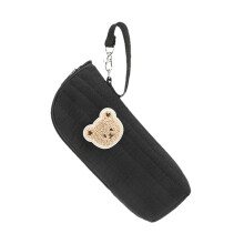 Insulated Baby Bottle Bag Black Bear Design Tote for Breast Milk Storage and Travel 8x7x22cm