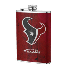Texans Flagon 8oz Rostfritt Stål Läder Höftkolv - Livsmedelsklassad -