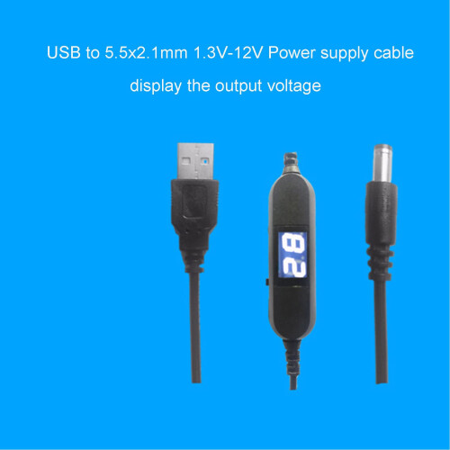 USB Adjustable Power Cable 5V to 12V with LED Display, MultiTip Step Up Down Converter 130cm 2