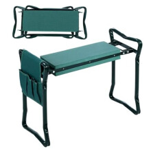 Garden Kneeler and Seat Foldable Bench with EVA Cushion Arm Handles and Tool Pouches for Seniors