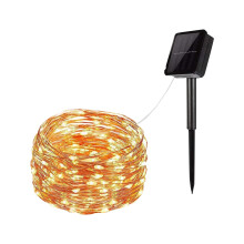 Cordão de luzes LED para exterior, movido a energia solar, 12m, 120 LEDs, 8 modos.
