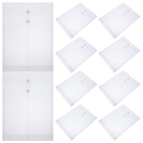 12pcs Plastic Document Folder Set, Clear File Organizer with Secure Button Closure for Office School