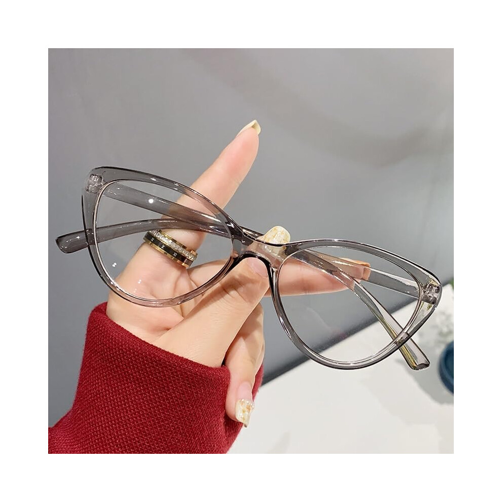 Blue/Light/Gray Women's Cat Eye Blocking Reading Glasses +3.00 Frame, Antiuv Filter Lenses