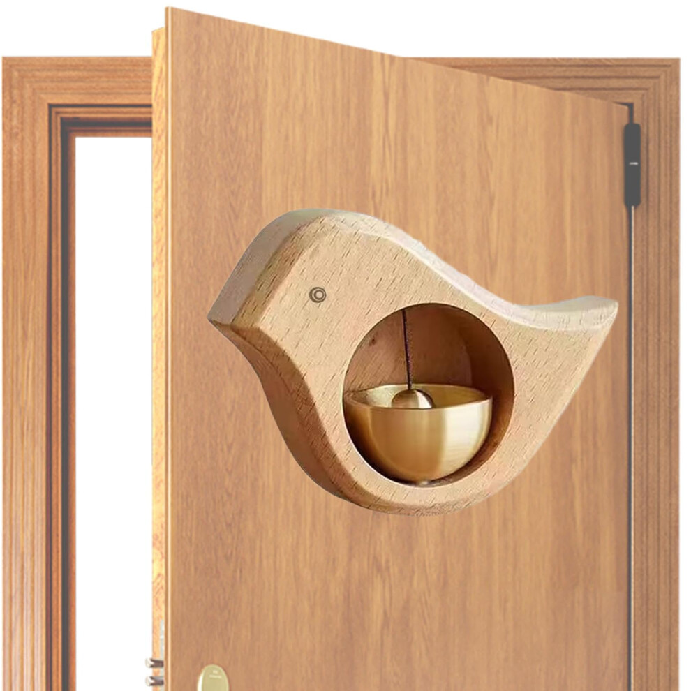 Magnetic Wooden Doorbell Chime Bird Shaped Japanese Style Beech Design With Melodic Brass Sound 9073542243670