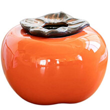 Modern Small Round Ceramic Flower Vase for Home Decor, Elegant Green Persimmon Design