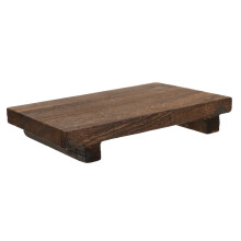 Wooden Bathroom Tray for Soap and Lotion Dispenser, Brown Wood Countertop Organizer with Natural Finish