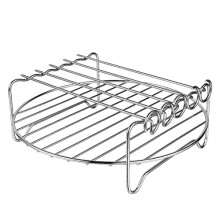 Stainless Steel BBQ Skewers Rack Double Layer Air Fryer Grill Stand, Rustproof and Easy to Clean