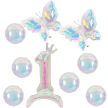 Iridescent Butterfly Balloons 40 Inch Reusable Foil Rainbow Number 1 Party Decor for 1st Birthday
