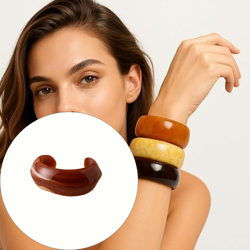 Gradient Color Circular Open Ended Statement Bangle Bracelet-6 2