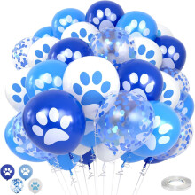 36pcs Blue Paw Print Balloons Set for Kids Birthday Party, Burst Resistant and Helium Compatible